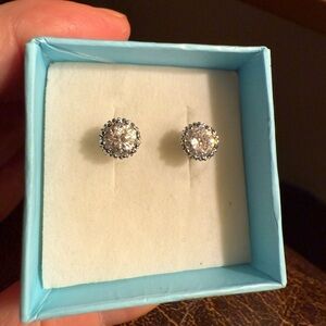 Vintage Avon Silver CZ Stud Earrings